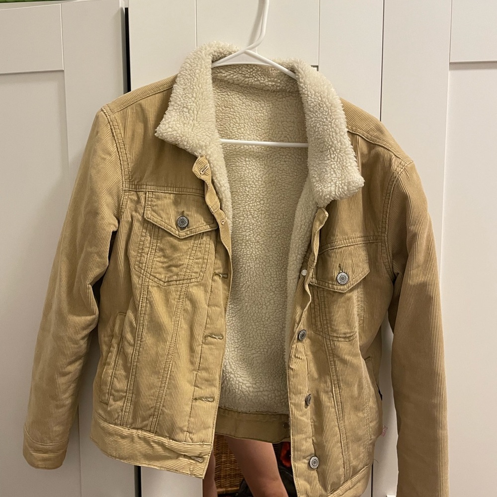 Tan Sherpa-Lined Corduroy Jacket